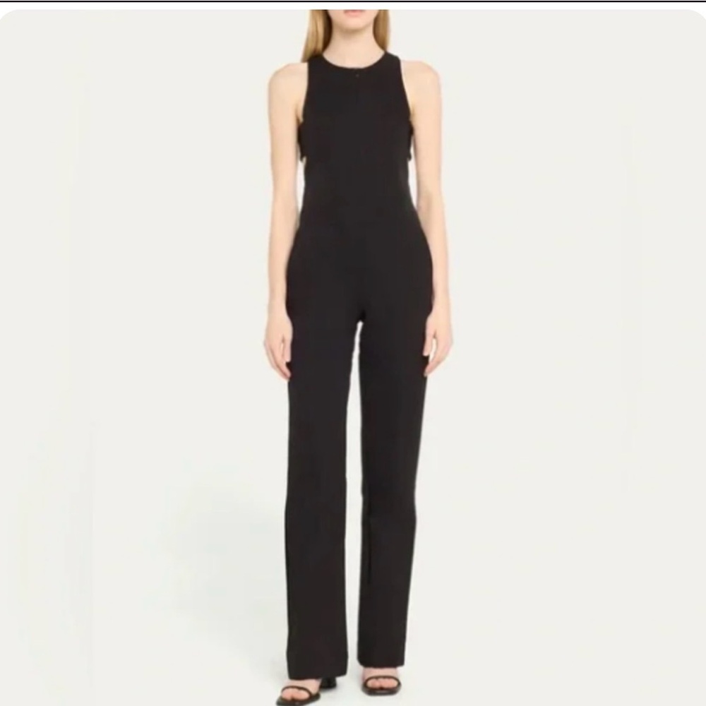 Rivet Utility Cutout Halter‎ Black Straight-Leg Jumpsuit NWT